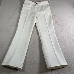 Vintage Dickies Pants Mens 34x31 White Twill Work 5 Pocket Bootcut Flare USA